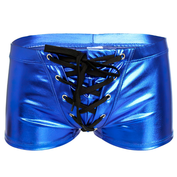 Men's PU Leather Drawstring Boxer Briefs / Male Shiny Boxer Shorts Swimwear Underpants - EVE's SECRETS
